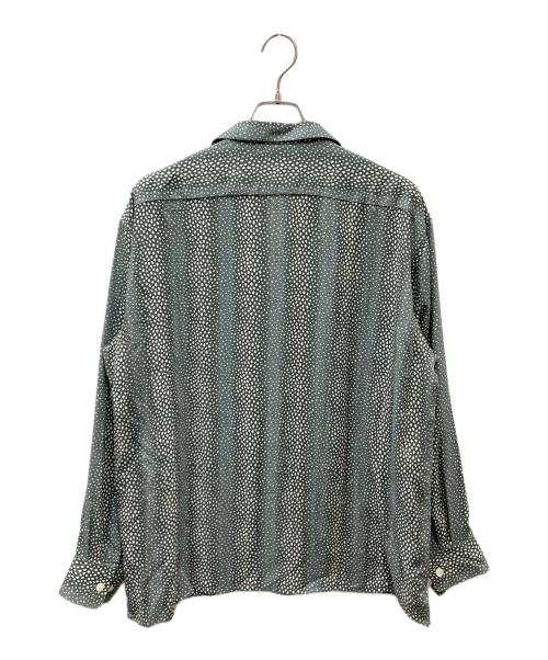 CALEE（キャリー）CALEE (キャリー) Stripe Pattern LS SH 長袖オープンカラーシャツ グリーン×ホワイト サイズ:SIZE Lの古着・服飾アイテム