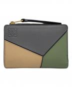 LOEWEロエベ）の古着「パズル スリム コンパクトウォレット」｜グレー×ベージュ×グリーン