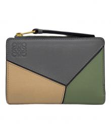 LOEWE（ロエベ）の古着「パズル スリム コンパクトウォレット」｜グレー×ベージュ×グリーン