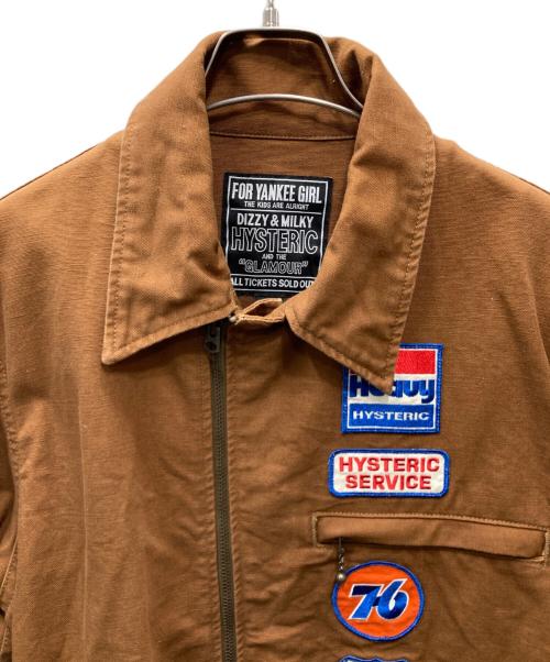 Hysteric Glamour（ヒステリックグラマー）Hysteric Glamour (ヒステリックグラマー) HEAVY HYSTERICアップリケ スポーツジャケット ブラウン サイズ:Largeの古着・服飾アイテム