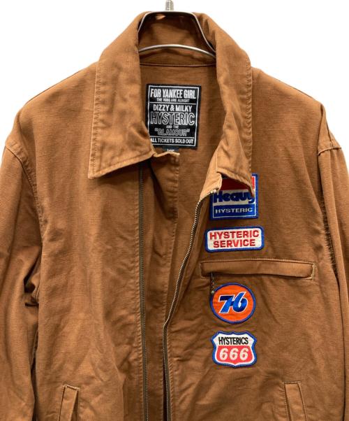 Hysteric Glamour（ヒステリックグラマー）Hysteric Glamour (ヒステリックグラマー) HEAVY HYSTERICアップリケ スポーツジャケット ブラウン サイズ:Largeの古着・服飾アイテム
