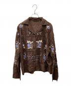 TODAYFULトゥデイフル）の古着「Embroidery Patchwork Shirts エンブロイダリーパッチワークシャツ」｜ブラウン