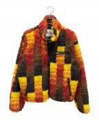 VOWELヴォウェル）の古着「Jacquard Sherpa Jacket ボアジャケット」｜レッド×イエロー