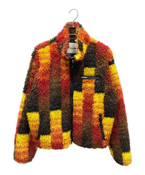 VOWEL（ヴォウェル）VOWEL (ヴォウェル) Jacquard Sherpa Jacket ボアジャケット レッド×イエロー サイズ:SIZE Freeの古着・服飾アイテム