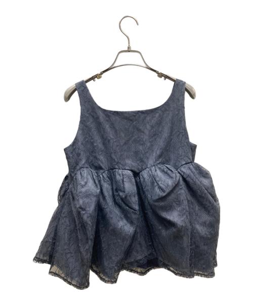 et.UNiVER（エトユニベール）et.UNiVER (エトユニベール) Sheer Peplum Overlay Top＆Pants ペプラムオーバーレイトップ＆ボトムス ネイビー サイズ:SIZE Lの古着・服飾アイテム
