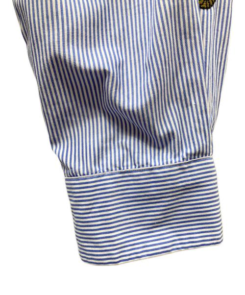PAUL SMITH（ポールスミス）PAUL SMITH (ポールスミス) 刺繍デザイン長袖シャツ ブルー×ホワイト サイズ:SIZE XLの古着・服飾アイテム