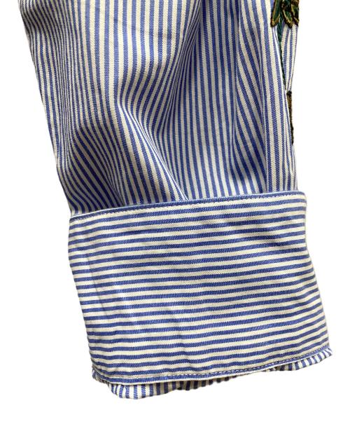 PAUL SMITH（ポールスミス）PAUL SMITH (ポールスミス) 刺繍デザイン長袖シャツ ブルー×ホワイト サイズ:SIZE XLの古着・服飾アイテム