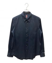 PAUL SMITH（ポールスミス）の古着「"Green Apple" PICTURE BUTTON SHIRT グリーンアップルボタン デザイン コットンシャツ」｜ネイビー