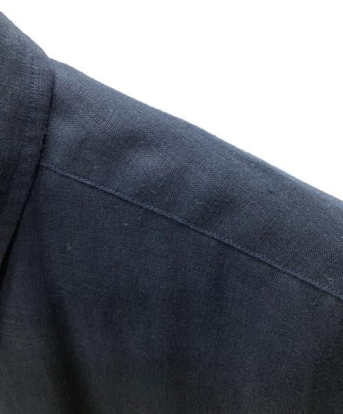 Paul Smith COLLECTION（ポールスミス コレクション）Paul Smith COLLECTION (ポールスミス コレクション) フラワー刺繍 半袖 リネンシャツ ネイビー×パープル サイズ:XLの古着・服飾アイテム