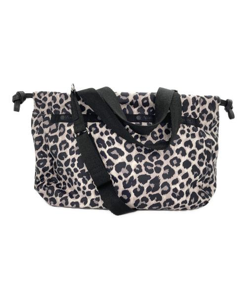 LeSportsac（レスポートサック）LeSportsac (レスポートサック) LEOPARD TWO HANDLE ZIP TOTE 2WAYバッグ グレー×ブラックの古着・服飾アイテム