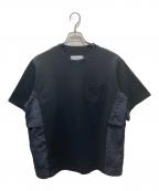 sacaiサカイ）の古着「Taslan Nylon Cotton Jersey T-Shirt 異素材切替Tシャツ」｜ブラック×ネイビー