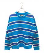 stussyステューシー）の古着「STRIPED WOOL SWEATER」｜ブルー×ホワイト