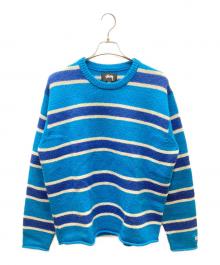 stussy（ステューシー）の古着「STRIPED WOOL SWEATER」｜ブルー×ホワイト
