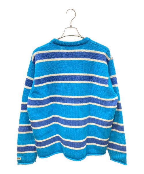 stussy（ステューシー）stussy (ステューシー) STRIPED WOOL SWEATER ブルー×ホワイト サイズ:SIZE Mの古着・服飾アイテム