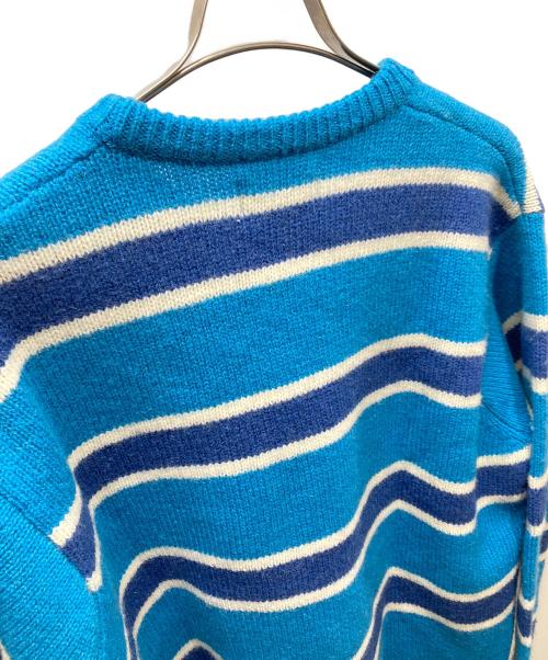 stussy（ステューシー）stussy (ステューシー) STRIPED WOOL SWEATER ブルー×ホワイト サイズ:SIZE Mの古着・服飾アイテム