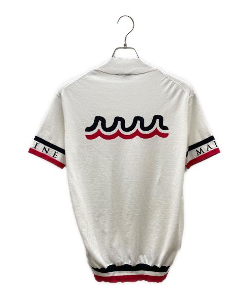 muta MARINE（ムータマリン）muta MARINE (ムータマリン) モックネック サマーニット ホワイト×レッド サイズ:SIZE 4の古着・服飾アイテム