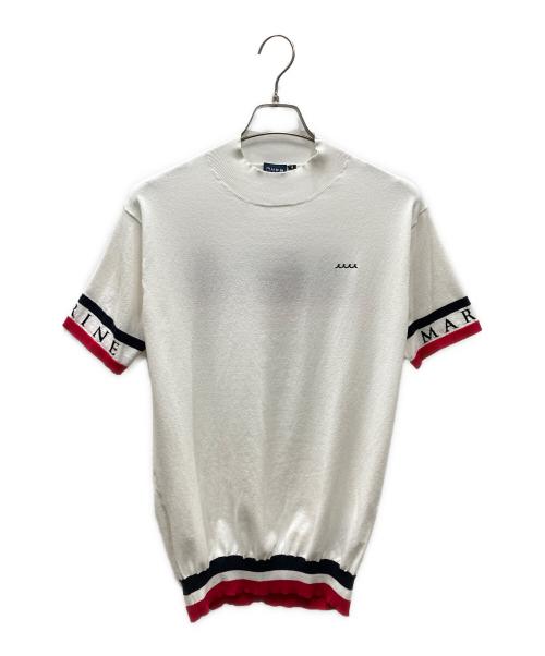 muta MARINE（ムータマリン）muta MARINE (ムータマリン) モックネック サマーニット ホワイト×レッド サイズ:SIZE 4の古着・服飾アイテム