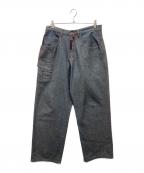 MOJEANSモージーンズ）の古着「デニムペインターパンツ」｜ネイビー×レッド