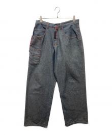 MOJEANS（モージーンズ）の古着「デニムペインターパンツ」｜ネイビー×レッド