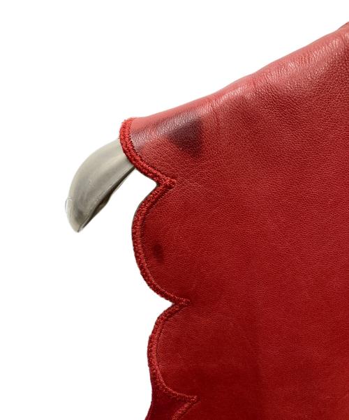 RED VALENTINO（レッドヴァレンティノ）RED VALENTINO (レッドヴァレンティノ) レザーノースリーブワンピース レッド サイズ:SIZE 40の古着・服飾アイテム