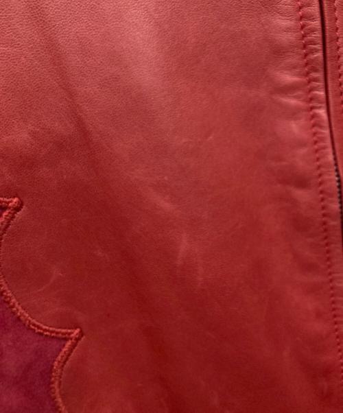 RED VALENTINO（レッドヴァレンティノ）RED VALENTINO (レッドヴァレンティノ) レザーノースリーブワンピース レッド サイズ:SIZE 40の古着・服飾アイテム
