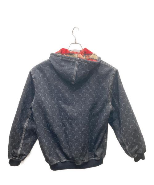 MARINE SERRE（マリーンセル）MARINE SERRE (マリーンセル) Moon Laser Denim Padded Jacket デニムジャケット ブラック×レッド サイズ:SIZE 46の古着・服飾アイテム