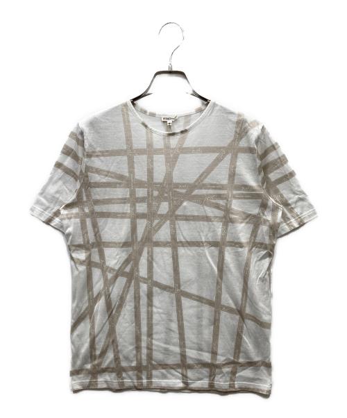 HERMES（エルメス）HERMES (エルメス) ボルデュック リボン 半袖 Tシャツ ホワイト×ベージュ サイズ:SIZE Sの古着・服飾アイテム