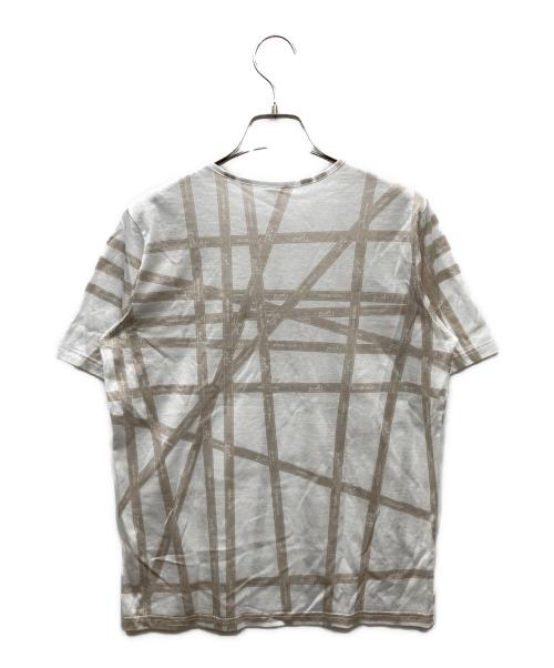 HERMES（エルメス）HERMES (エルメス) ボルデュック リボン 半袖 Tシャツ ホワイト×ベージュ サイズ:SIZE Sの古着・服飾アイテム