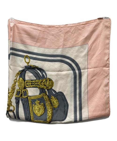HERMES（エルメス）HERMES (エルメス) カレ90 Brides de Gala ピンク×ホワイトの古着・服飾アイテム