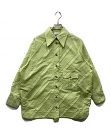 GANNI（ガニー）の古着「Stripe Taffeta デザインシャツ」｜グリーン