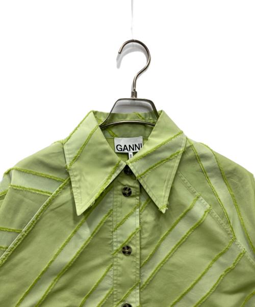 GANNI（ガニー）GANNI (ガニー) Stripe Taffeta デザインシャツ グリーン サイズ:S/Mの古着・服飾アイテム