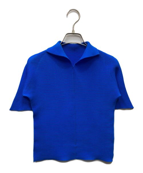ISSEY MIYAKE (T.)（イッセイミヤケ）ISSEY MIYAKE (T.) (イッセイミヤケ) ストレッチ プリーツカットソー ブルー サイズ:3の古着・服飾アイテム
