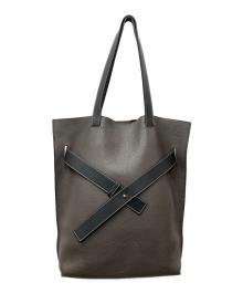 LOEWE（ロエベ）の古着「バーティカル ベルト レザー トートバッグ」｜グレー×ブラック