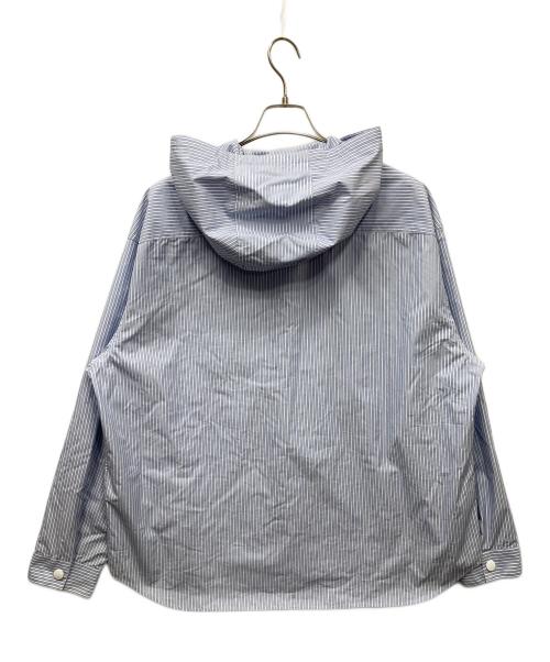 PRADA（プラダ）PRADA (プラダ) ストライプ フーディー パーカー シャツ ブルー×ホワイト サイズ:SIZE Mの古着・服飾アイテム
