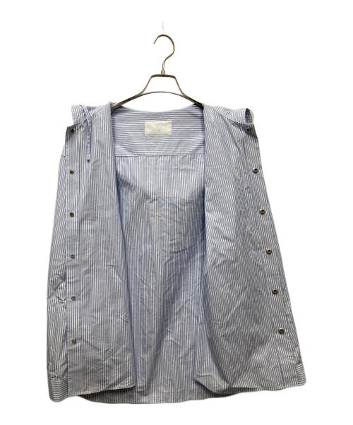 PRADA（プラダ）PRADA (プラダ) ストライプ フーディー パーカー シャツ ブルー×ホワイト サイズ:SIZE Mの古着・服飾アイテム