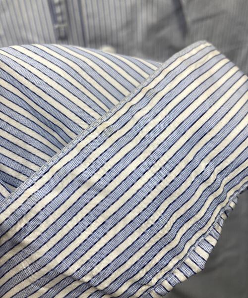 PRADA（プラダ）PRADA (プラダ) ストライプ フーディー パーカー シャツ ブルー×ホワイト サイズ:SIZE Mの古着・服飾アイテム