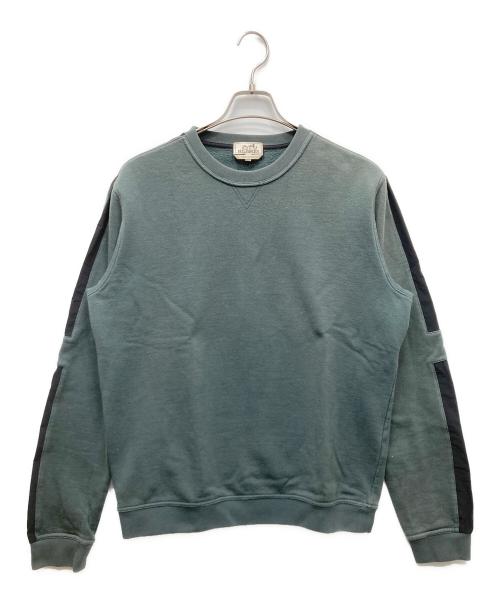 HERMES（エルメス）HERMES (エルメス) ランH 裏起毛 スウェット グリーン×ブラック サイズ:SIZE XLの古着・服飾アイテム