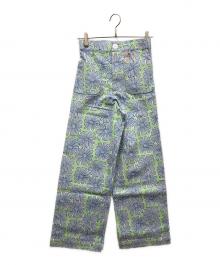 SZ Blockprints（エスゼットブロックプリント）の古着「DISCO PANTS TROPICAL ワイドパンツ」｜ブルー×グリーン