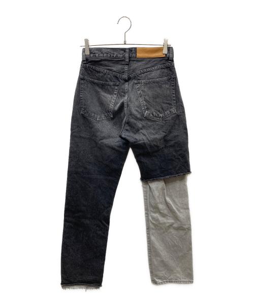 INSCRIRE（アンスクリア）INSCRIRE (アンスクリア) Straight Layered Denim ストレートレイヤードデニム/デニムパンツ ブラック×グレー サイズ:29の古着・服飾アイテム