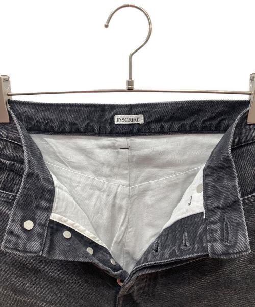 INSCRIRE（アンスクリア）INSCRIRE (アンスクリア) Straight Layered Denim ストレートレイヤードデニム/デニムパンツ ブラック×グレー サイズ:29の古着・服飾アイテム