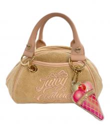 JUICY COUTURE（ジューシークチュール）の古着「パイル地ミニボストンバッグ」｜ベージュ×ピンク