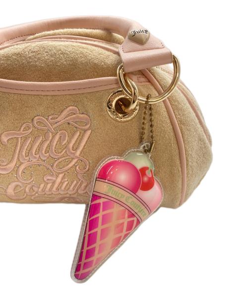 JUICY COUTURE（ジューシークチュール）JUICY COUTURE (ジューシークチュール) パイル地ミニボストンバッグ ベージュ×ピンク サイズ:表記無しの古着・服飾アイテム