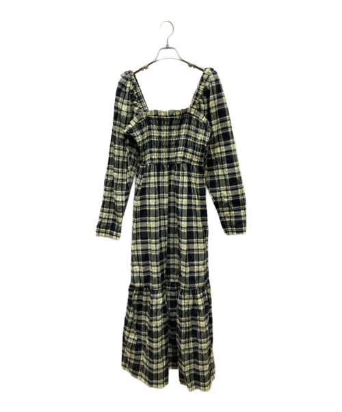 GANNI（ガニー）Ganni (ガニー) シアサッカーチェックマキシドレス イエロー×ブラック サイズ:Freeの古着・服飾アイテム