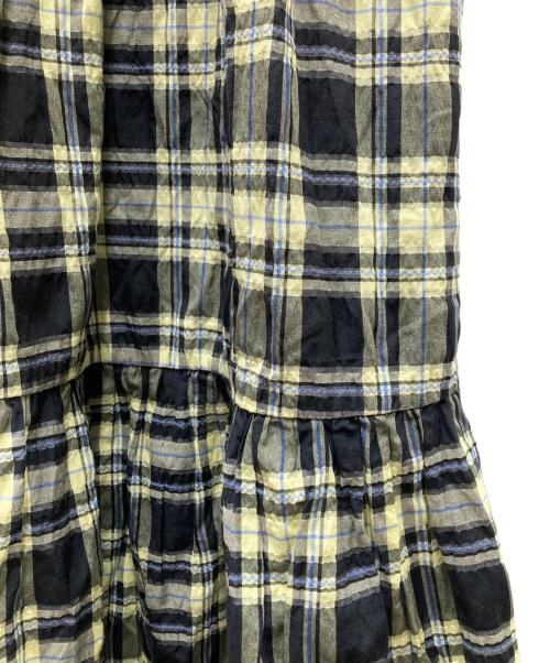 GANNI（ガニー）Ganni (ガニー) シアサッカーチェックマキシドレス イエロー×ブラック サイズ:Freeの古着・服飾アイテム