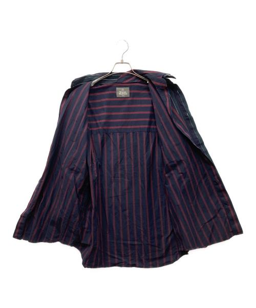 Vivienne Westwood man（ヴィヴィアン ウェストウッド マン）Vivienne Westwood man (ヴィヴィアン ウェストウッド マン) STRIPED PETER PAN SHIRT ストライプ ピーターパンシャツ ボルドー×グリーン サイズ:Freeの古着・服飾アイテム