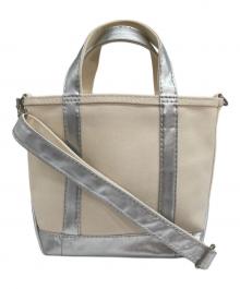 L.L.Bean（エルエルビーン）の古着「2WAYメタリックハンドル キャンバストートバッグ」｜アイボリー×シルバー