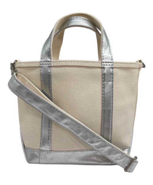 L.L.Bean（エルエルビーン）L.L.Bean (エルエルビーン) 2WAYメタリックハンドル キャンバストートバッグ アイボリー×シルバーの古着・服飾アイテム