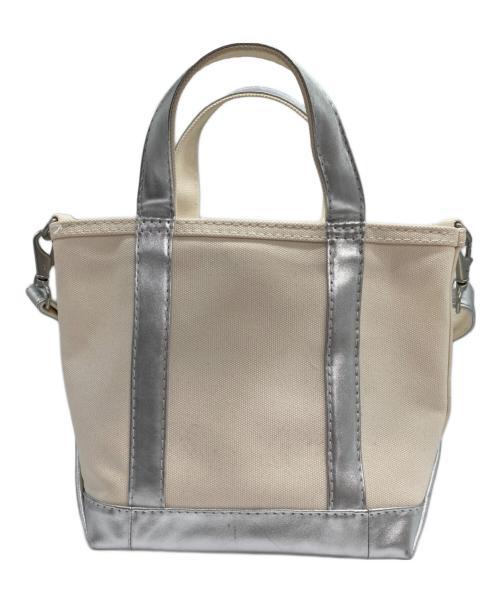 L.L.Bean（エルエルビーン）L.L.Bean (エルエルビーン) 2WAYメタリックハンドル キャンバストートバッグ アイボリー×シルバーの古着・服飾アイテム