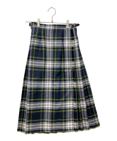 O'NEIL OF DUBLIN（オニールオブダブリン）O'NEIL OF DUBLIN (オニールオブダブリン) ラップスカート グリーン×ネイビー サイズ:UK6の古着・服飾アイテム