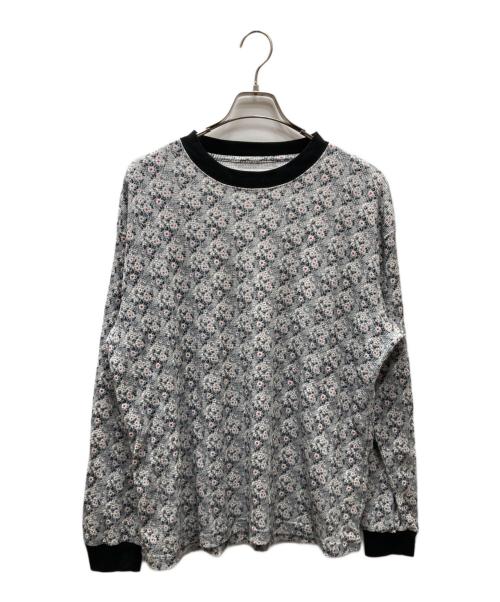 NOMARHYTHM TEXTILE（ノーマリズムテキスタイル）NOMARHYTHM TEXTILE (ノーマリズムテキスタイル) SMALL FLOWER WAFFLE T-SHIRTS フラワープリントワッフルカットソー グレー×レッド サイズ:Lの古着・服飾アイテム